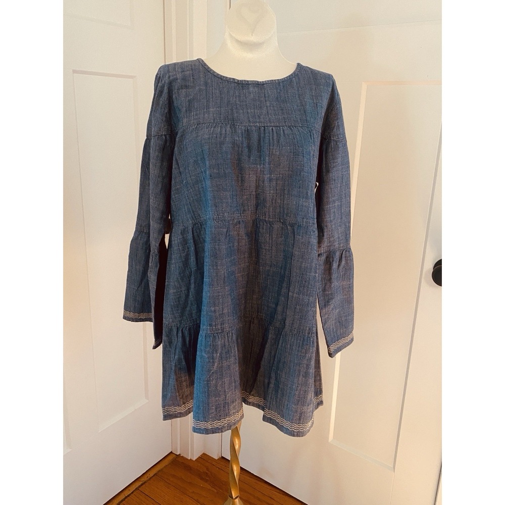 Tasha Polizzi Chambray Western Tiered Tunic Top Shirt Dress NWT Small